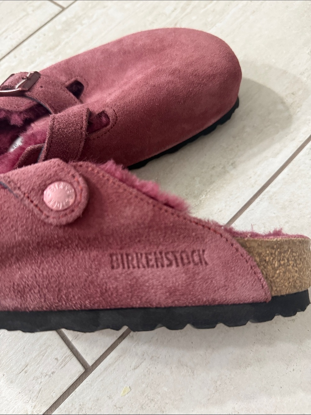 Birkenstock ladies Burgundy Suede Slip-On Clogs with Buckle new ..size 40 - Picture 5 of 7